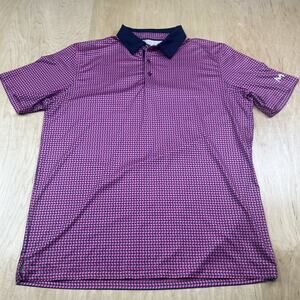 MAELREG Mens Large Performance Polo Shirt Pink Navy Geometric Golf Athletic